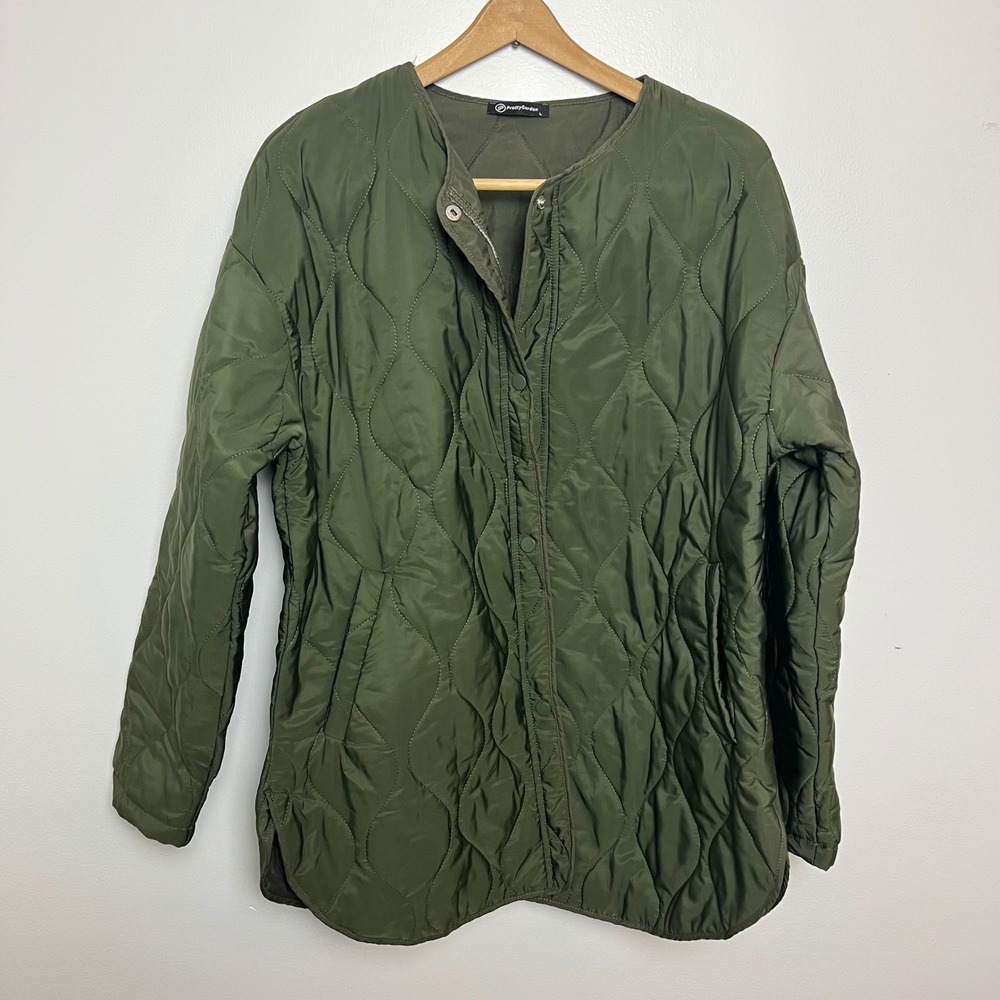 Pretty Garden Women's Quilted Olive Green Jacket Size Large‎ Utility